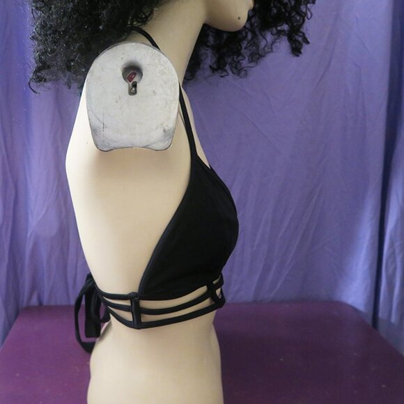 Victoria's Secret triangle bikini top strappy bottom in black size large (A-C). - Picture 2 of 5